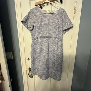 Seraphine Maternity Blue Short Sleeve Tweed Work Professional Dress Size 12